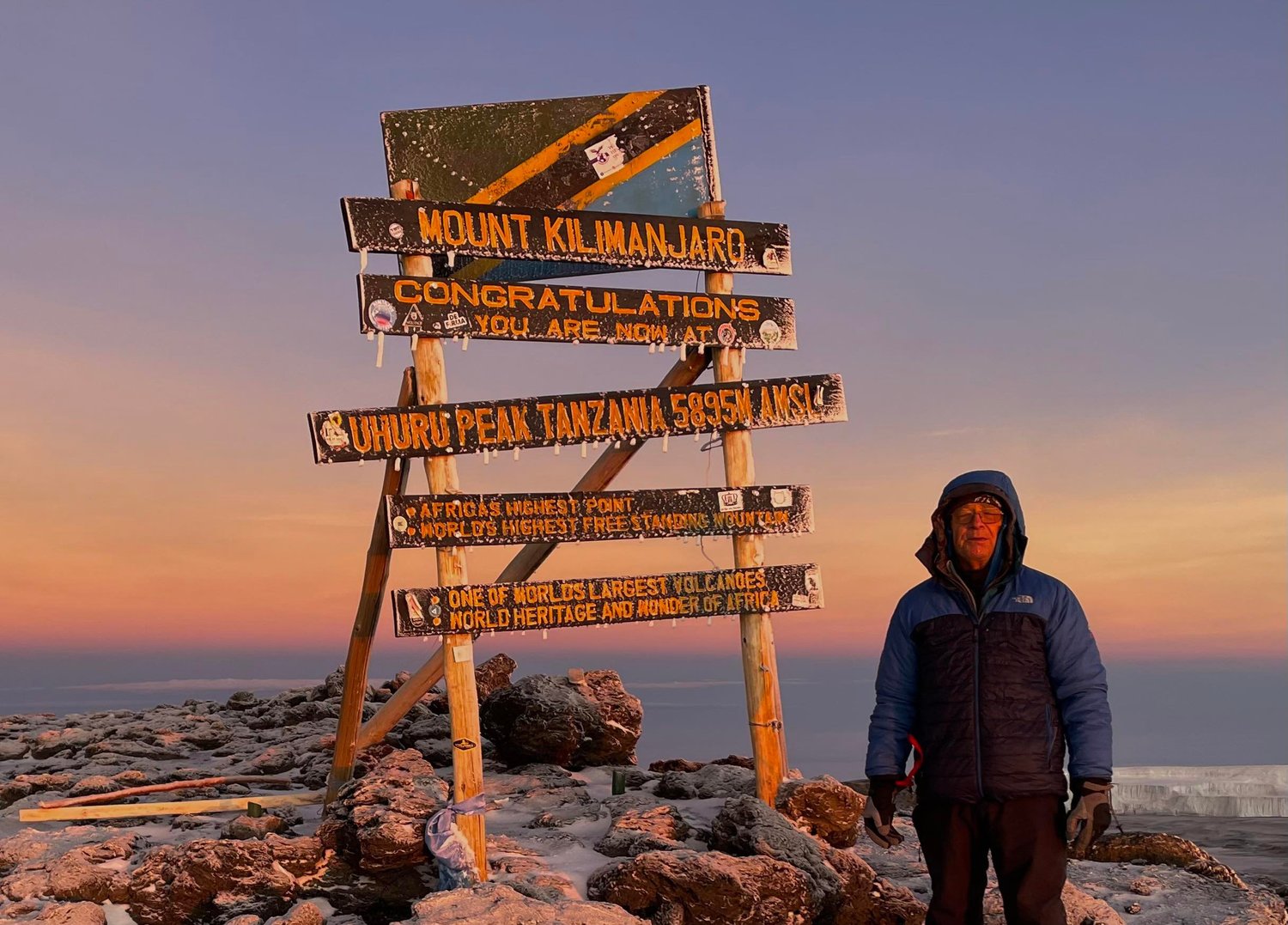 Centralia resident Neal Kirby stands at the summit of Mount Kilimanjaro on the morning of Thanksgiving in this photograph he provided to The Chronicle.